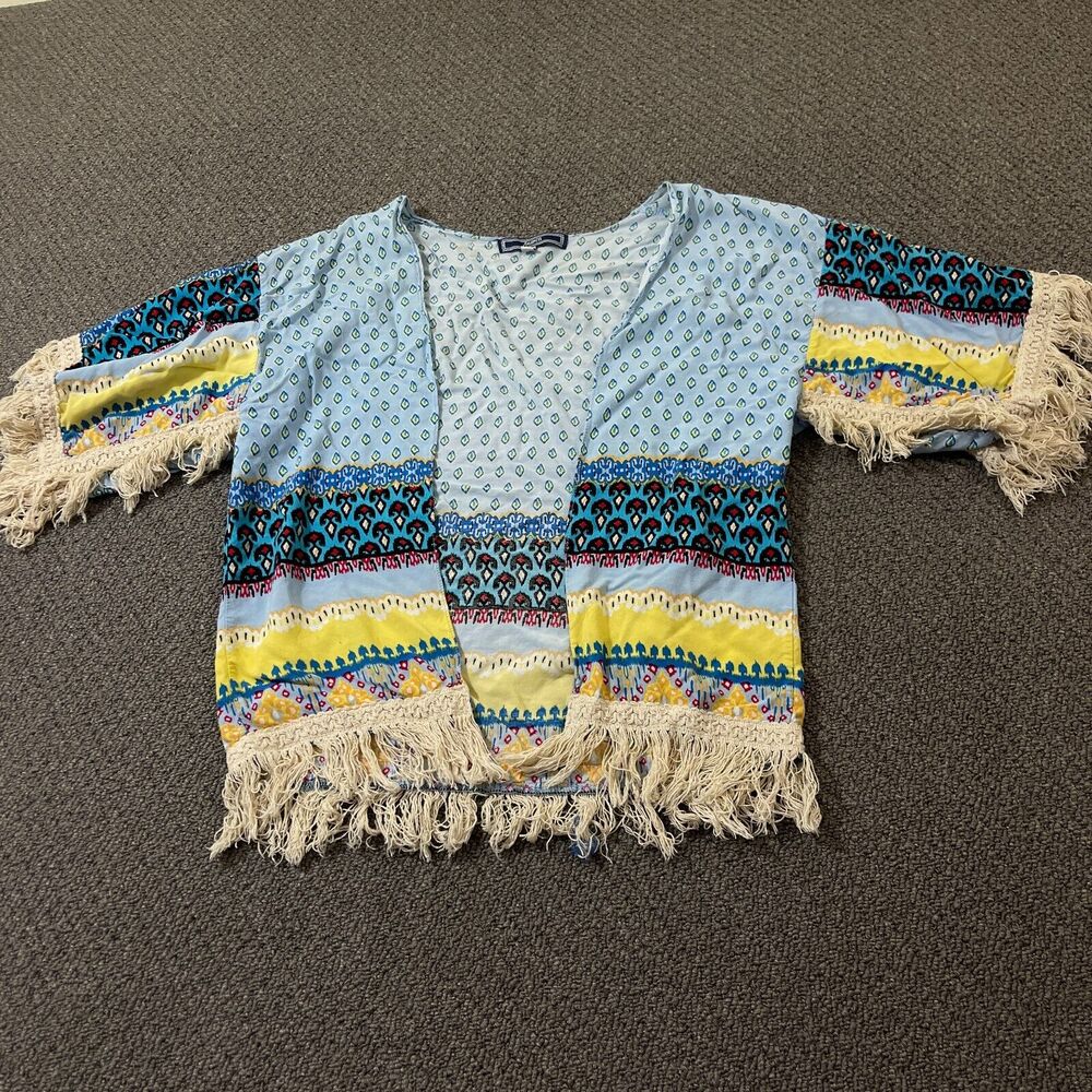 Highness Shirt Womens One Size Regular Short Sleeve Open Front Hippie Boho